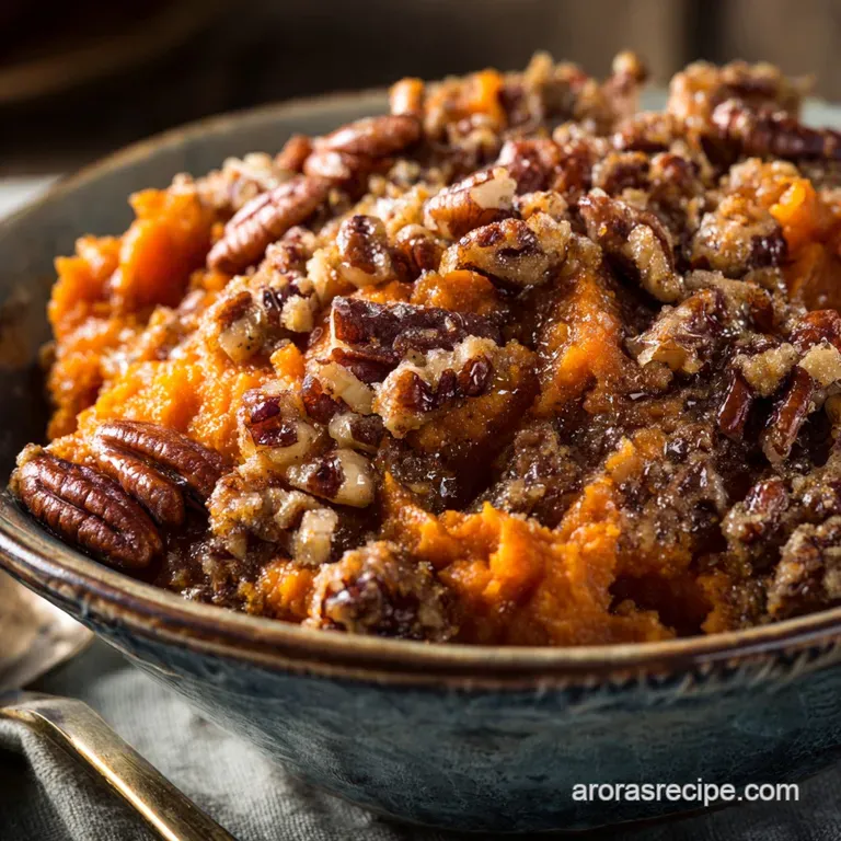 Slow Cooker Sweet Potato Casserole with Pecan Crumble (No Oven Needed!) presentation