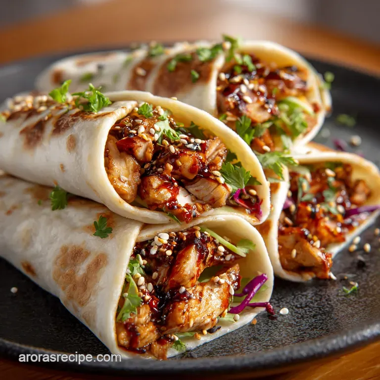 The Spicy Jalbite Wrap Korean Fusion Chicken Flatbreads presentation