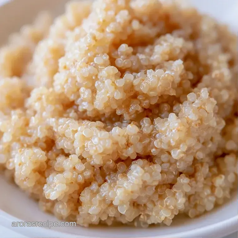 Perfectly scooped mound of pale, fluffy grains on a dark ceramic plate, accented by a drizzle of golden olive oil.