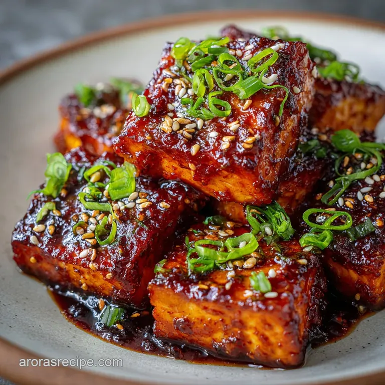 Gochujang Tofu Crispy Sticky Sweetandspicy Weeknight Wonder presentation