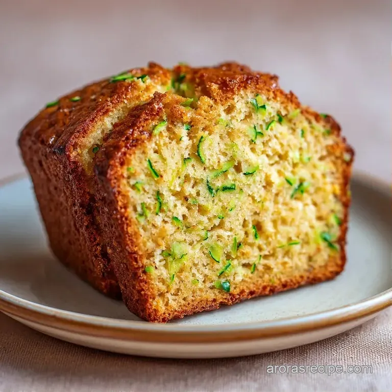 A thick slice of moist cake topped with a dollop of butter and honey on a white ceramic plate beside a linen napkin.