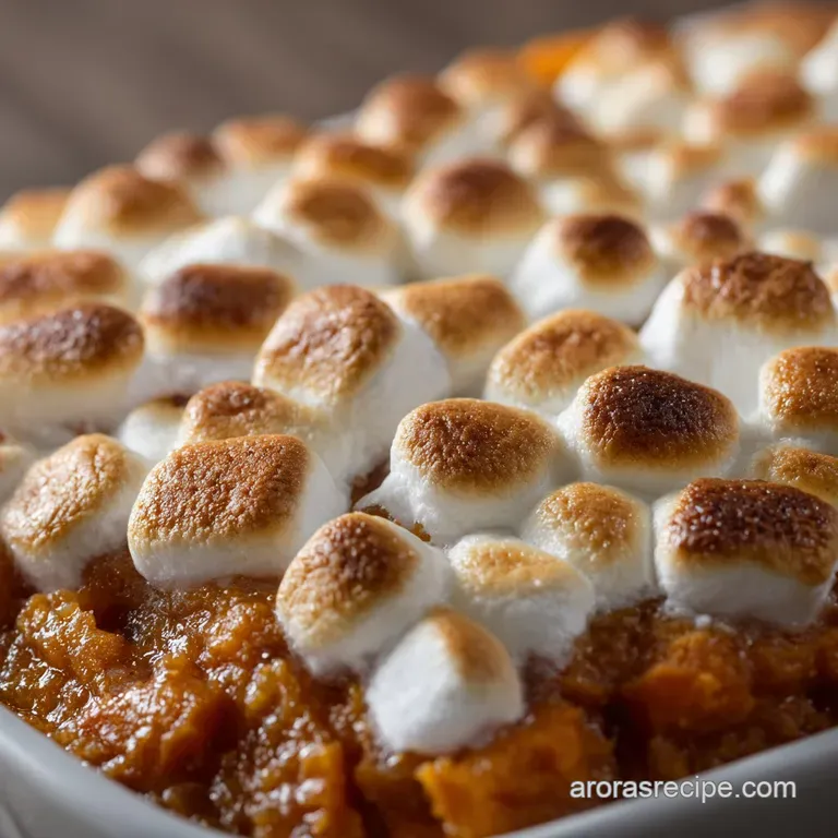Sweet Potato Casserole with Marshmallows: Velvety Spiced Foolproof presentation