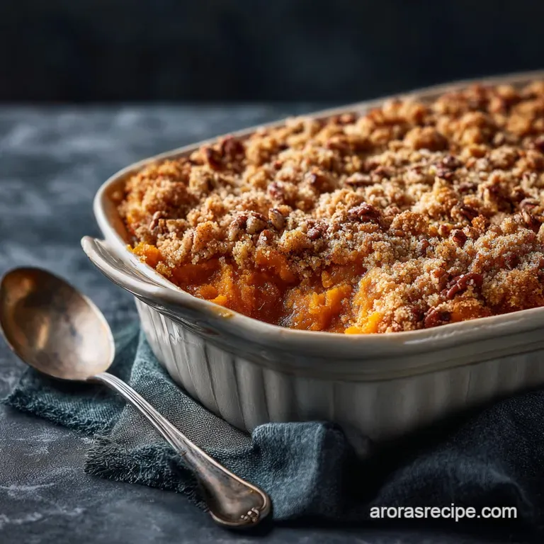 Sweet Potato Casserole with Pecan Streusel and Toasted Marshmallows