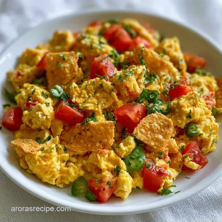 A white ceramic plate featuring golden fried bread and soft eggs garnished with bright green chopped parsley.
