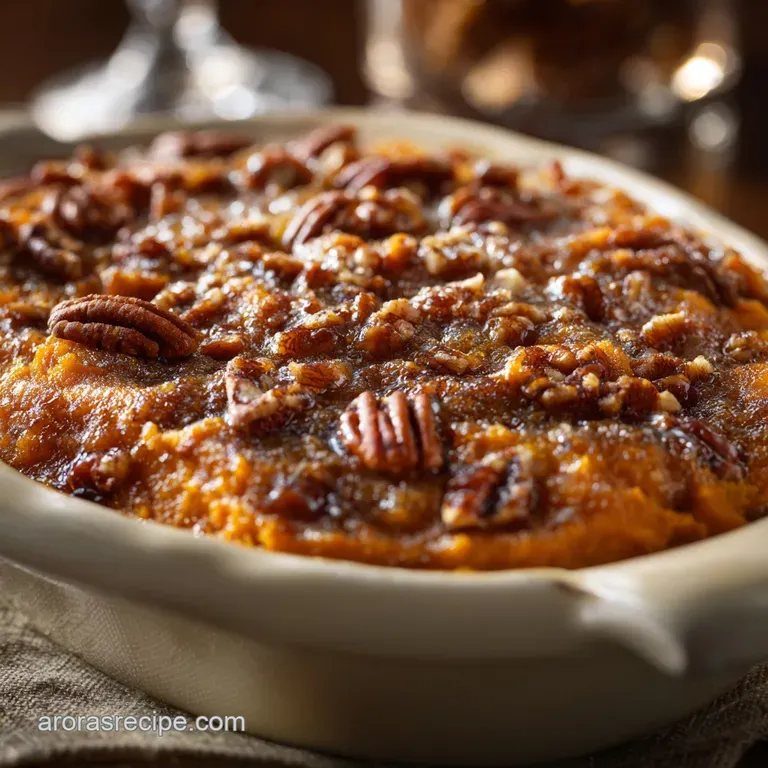 Sweet Potato Casserole with Pecan Streusel and Nutty Brown Butter presentation