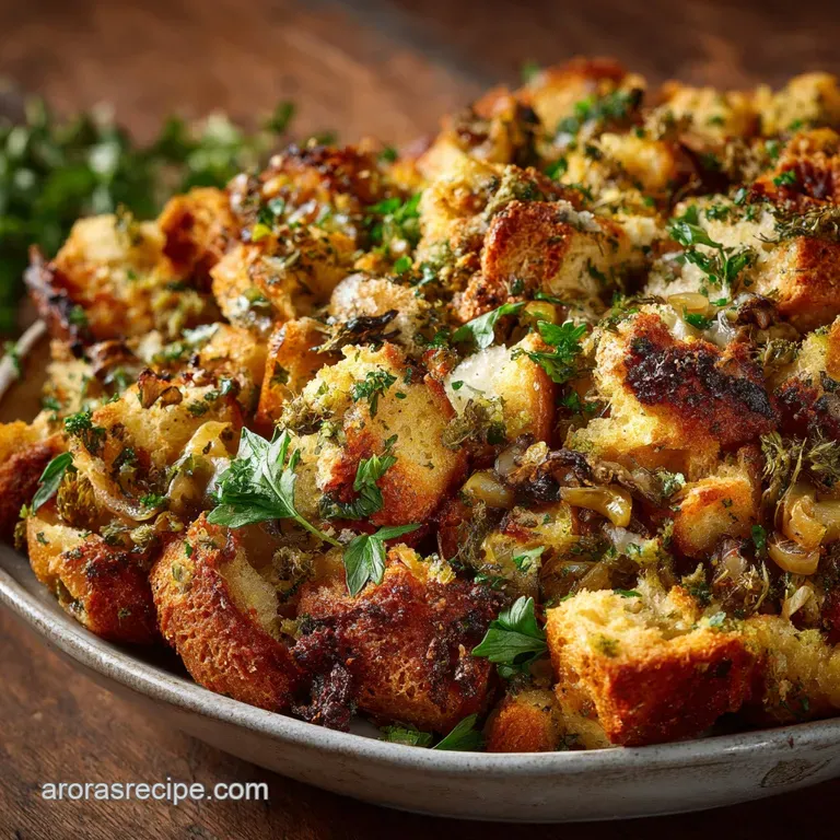 Vegan Stuffing: the Ultimate Herbaceous Recipe with Crispy Edges presentation