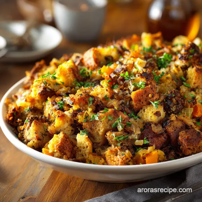 Vegan Stuffing: the Ultimate Autumn Harvest Recipe (Crispy Top Moist Centre) presentation