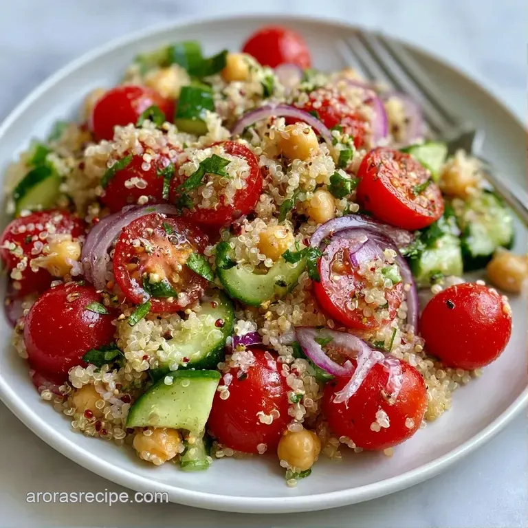 Colorful grain salad in a white ceramic bowl, topped with fresh parsley and served on a light marble tabletop.